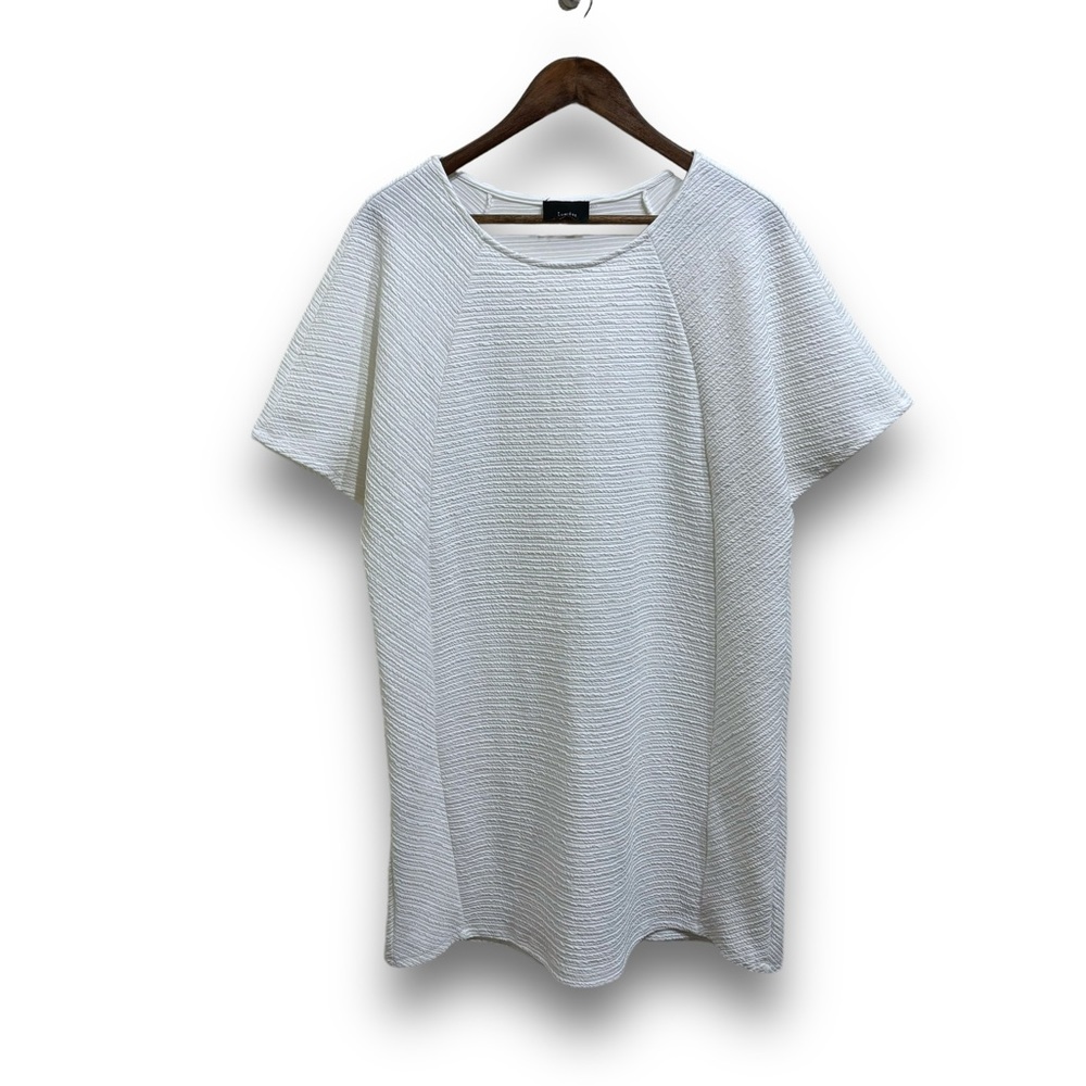 Anthropologie Lumiere Women's Textured Short Sleeve Shirt Dress White LG 23 x 36